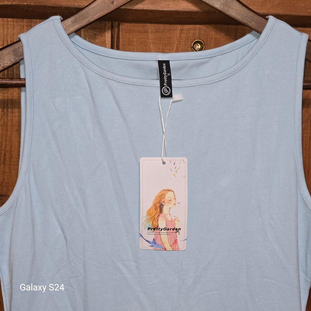 PrettyGarden Womens Light‎ Blue Bubble Hem Sleeveless Mini Dress Small New